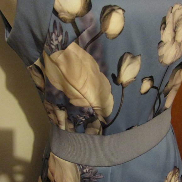 NWT Rinascimento Designer Sz Medium Sleeveless Blue Printed Fit And Flare Dress - Picture 13 of 17